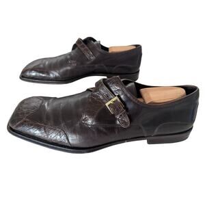 Paolo De Marco Crocodile Dark Brown Dress Shoes Single Strap Men’s Size 16 M